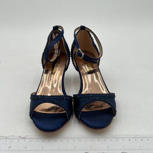 XYD Women's Sandals, Chic Peep Toe, D'Orsay Kitten Low Heels, Rhinestone Studs, - Picture 7 of 8